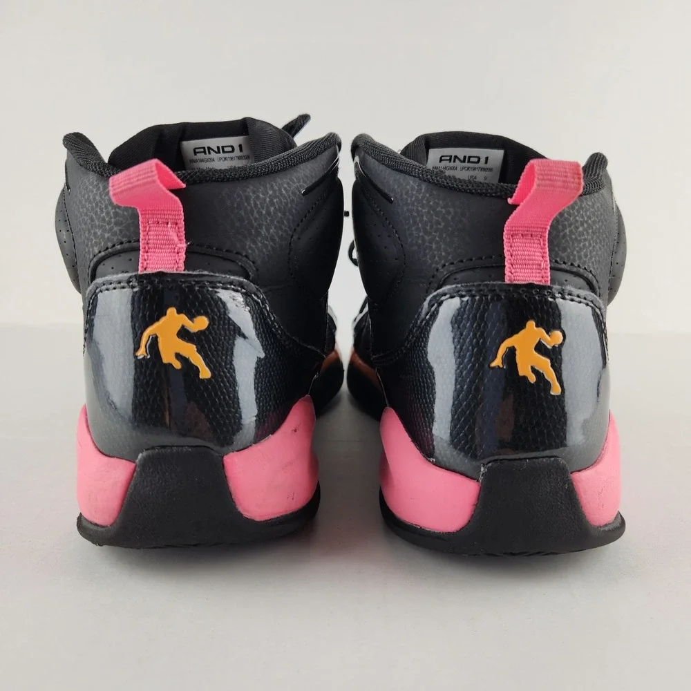 AND1 Womens Basketball Shoes Black Pink‎ Orange High Top Sz 9 WMA144GX004